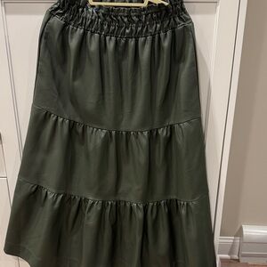 Anthropologie Dark Green Tiered A-Line Skirt